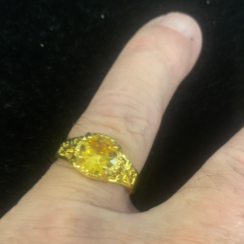 Elegant Gold Ring with Amber cubic zirconia Bogo
